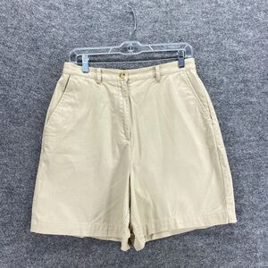 Karen Scott Sport Shorts Women 10 Beige Chino High Rise Elastic Waist